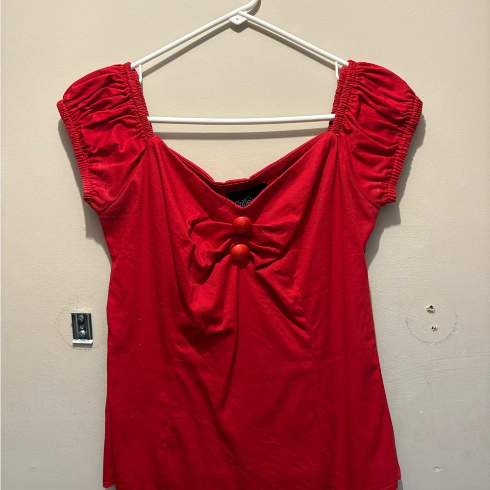 Collectif Scarlet Bow Blouse